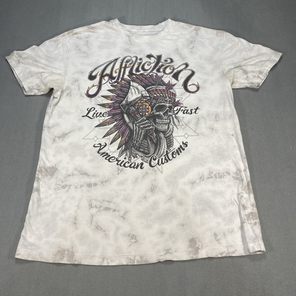 Affliction Men's XL T-Shirt Live Fast American Customs 100% Cotton